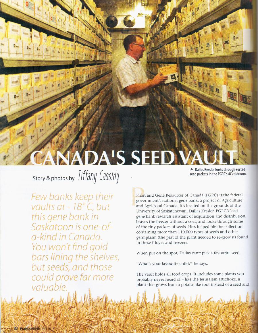 The story image shows a man in a room with a series of seed packages. The headline says 
